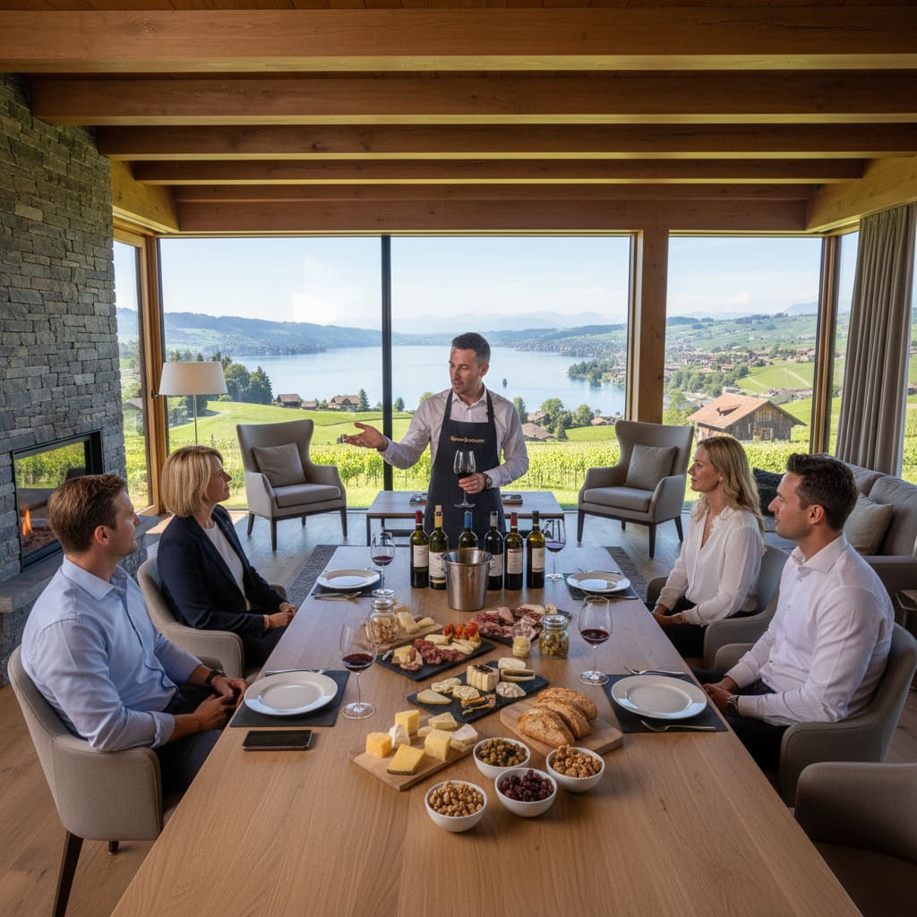 Kleine Gruppe bei einer Wein- und Gourmet-Tour am Zürichsee